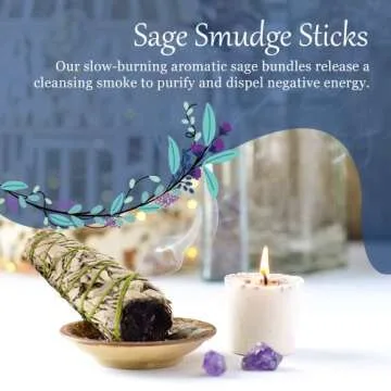 Premium White Sage Smudge Sticks, Sage Bundle, Spiritual Cleansing, Sage Smudge Kit, Slow Burning Sa...
