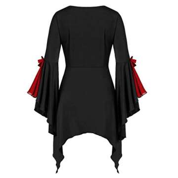 Aniywn Plus Size Womens Halloween Tops, Flare Long Sleeve Sequined Lace Up Gothic Costume Tunic Tee ...
