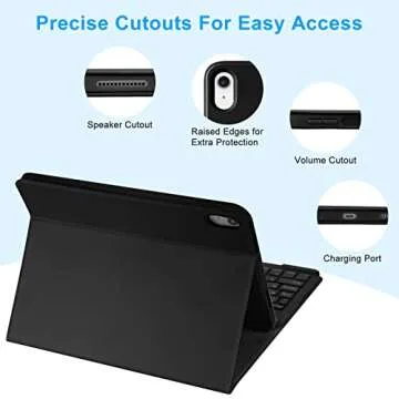 TQQ iPad Case with Magnetic Keyboard for 10th & 11th Gen