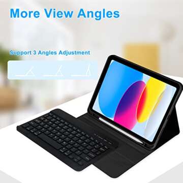 TQQ iPad Case with Magnetic Keyboard for 10th & 11th Gen