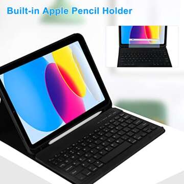 TQQ iPad Case with Magnetic Keyboard for 10th & 11th Gen