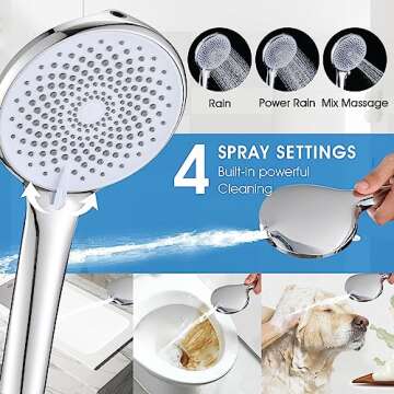 Liqfeiry High Pressure Filtered Showerhead, Rainfall Filter Showerhead with Handheld, 12" Adjustable Extension Arm, 20 Stages Rain Shower Head Filter, Purifying Hard Water Softener - Chrome