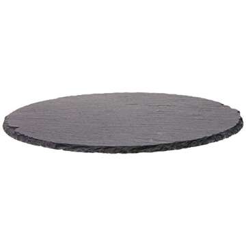 Cilio Slate Round Cheese Board, Natural Stone Tray for Serving Cheese, Charcuterie, Sushi, Appetizer...