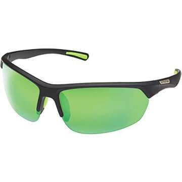 Suncloud Slice Polarized Sunglasses, Matte Black, green Mirror