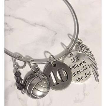 Yansanido Pack of 10 Alloy Silver ''She Believed she Could so she did'' 0.94'' Round DIY Antique Message Charms Pendant for Making Bracelet and Necklace (She Believed she Could so she did)