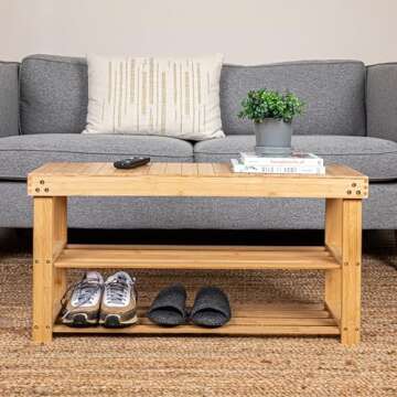Versatile Household Essentials Bamboo Storage Bench Seat