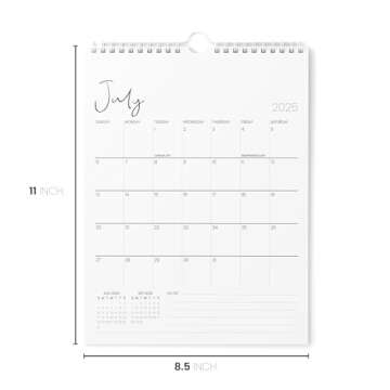 Karto Wall Calendar 2025 - Vertical 8.5x11 inch Runs Until June 2026 - Boost Your Productivity and Easy Planning with the Aesthetic Monthly Calendar - Cursive