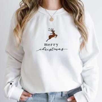GodLover Custom Christmas Embroidered Sweatshirt - Christmas Hoodies, Christmas Sweatshirt, Merry Ch...