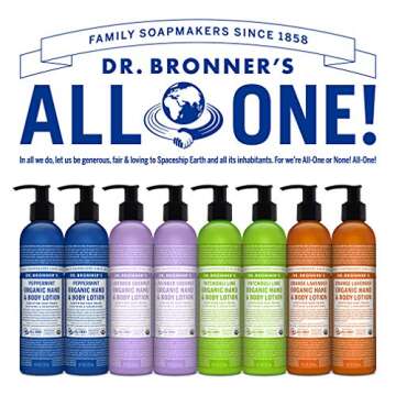 Dr. Bronner's - Organic Lotion (Orange Lavender, 8 Ounce) - Body Lotion and Moisturizer, Certified Organic, Soothing for Hands, Face and Body, Highly Emollient, Nourishes and Hydrates, Vegan, Non-GMO
