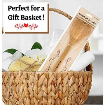 Heart Shaped Bamboo Spoon - Engraved SPOONFUL OF LOVE Wooden Serving Mixing Spoon - Vintage Country Kitchen Wood Utensil - Unique Gift Idea by PRIZE HOME