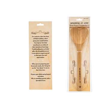 Heart Shaped Bamboo Spoon - Engraved SPOONFUL OF LOVE Wooden Serving Mixing Spoon - Vintage Country Kitchen Wood Utensil - Unique Gift Idea by PRIZE HOME