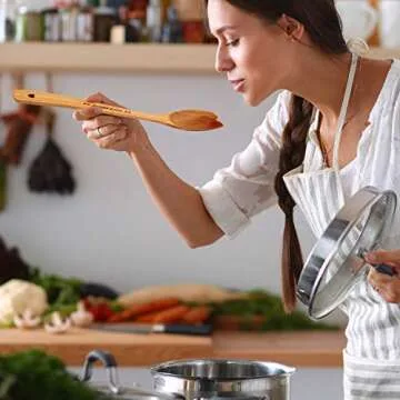 Heart Shaped Bamboo Spoon - Engraved SPOONFUL OF LOVE Wooden Serving Mixing Spoon - Vintage Country Kitchen Wood Utensil - Unique Gift Idea by PRIZE HOME