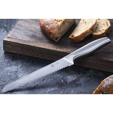 Cutlery Knife Block Set 15-piece Premium Single Piece Stainless Steel Sharp Kitchen Knives Non-slip Handle Kitchen Scissors & Sharpener Home Cooking Essential Gift Set