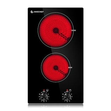 AMZCHEF 12-Inch 2 Burner Electric Cooktop - Powerful & Efficient Cooking