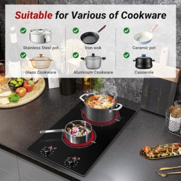 AMZCHEF 2 Burner Electric Cooktop - 1800W Performance