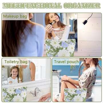 Cute Floral Makeup Bag for Women - ZLFSRQ Travel Pouch