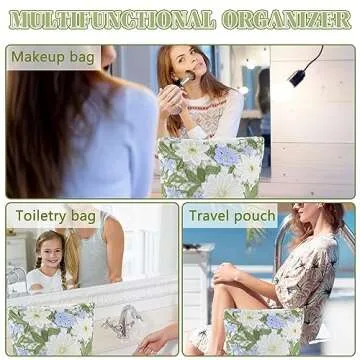 Cute Floral Makeup Bag for Women - ZLFSRQ Travel Pouch