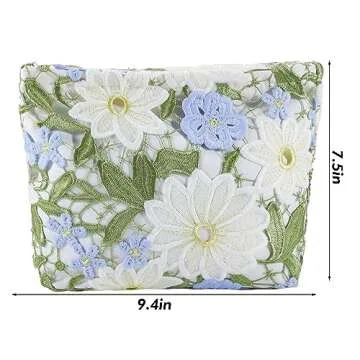 Cute Floral Makeup Bag for Women - ZLFSRQ Travel Pouch