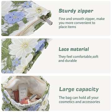 Cute Floral Makeup Bag for Women - ZLFSRQ Travel Pouch