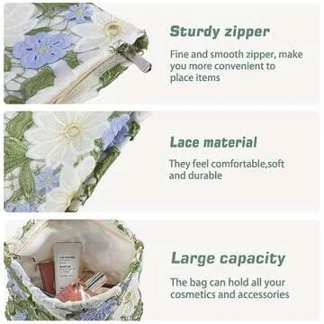 Cute Floral Makeup Bag for Women - ZLFSRQ Travel Pouch