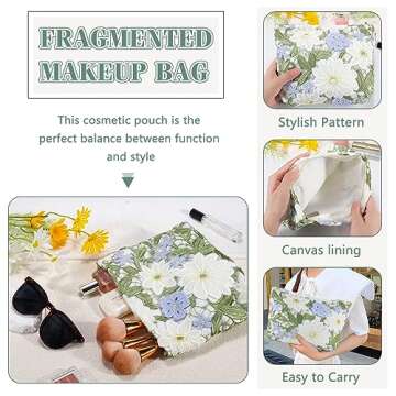 Cute Floral Makeup Bag for Women - ZLFSRQ Travel Pouch