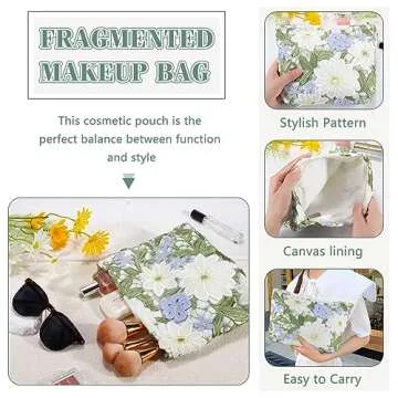 Cute Floral Makeup Bag for Women - ZLFSRQ Travel Pouch