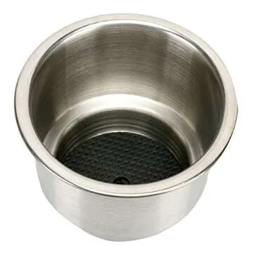 Amarine Made 2pcs Stainless Steel Cup Drink Holder with Drain, Cup Holder for Boat, Car and Marine, Boat Cup Holders for Drinks, Stainless Steel Cup Holder, Marine Cup Holder Insert