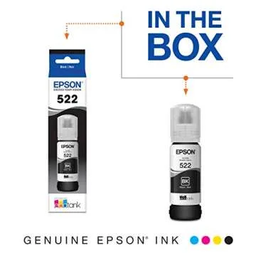Epson EcoTank ET-2850 Wireless Color All-in-One Cartridge-Free Supertank Printer with Scan & 522 EcoTank Ink Ultra-high Capacity Bottle Black (T522120-S) Works with EcoTank ET-2720