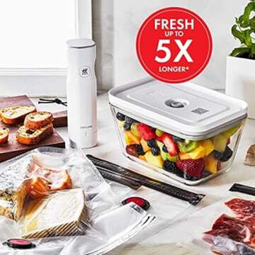 ZWILLING Fresh & Save Vacuum Sealer Machine 6-pc Starter Set, Airtight Food Storage Container, Reusa...