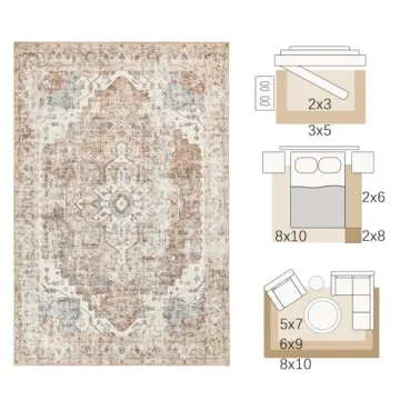 JINCHAN 5x7 Washable Area Rug for Stylish Homes