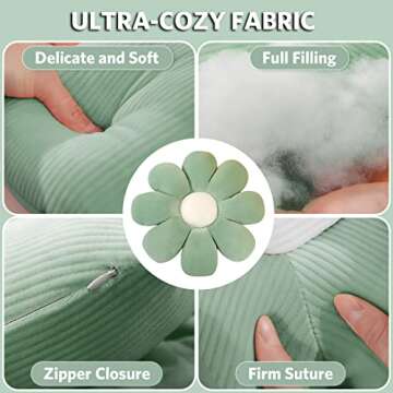 ZAKUN Flower Pillow - Cute Plush Daisy Floor Cushion 15.7"