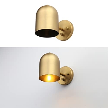 Pathson Modern Dimmable Wall Sconce, Brass Finish Wall Light Lamp Adjust Light Head, E26 Bulb Base Reading Wall Lighting Decor for Living Room Bedroom Hallway