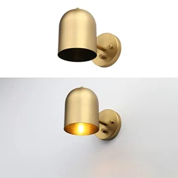 Pathson Modern Dimmable Wall Sconce, Brass Finish Wall Light Lamp Adjust Light Head, E26 Bulb Base Reading Wall Lighting Decor for Living Room Bedroom Hallway