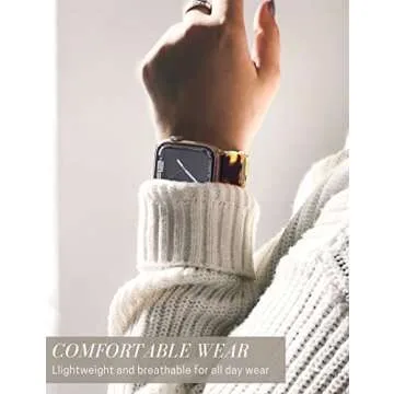 Heesch Tortoise Shell Watch Band for Apple 40mm for Women Resin Stretchy Watch Strap Bracelet for Apple Watch Series 7 Band for iWatch Wristbands 38mm