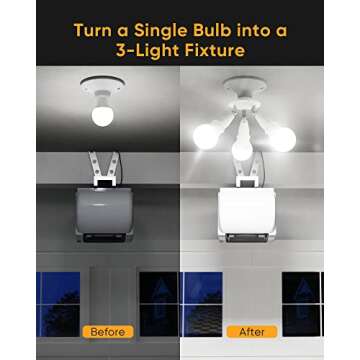 JACKYLED 3 in 1 E26 Light Socket Splitter Adapter Converter for Standard LED Bulbs 360 Degree Adjust...