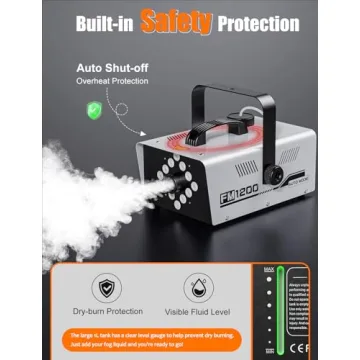 Fog Machine 1200W with 6000CFM Smoke & LED Lights