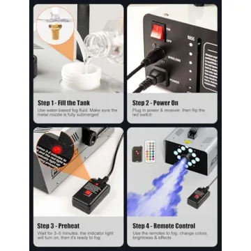 Fog Machine 1200W with 6000CFM Smoke & LED Lights