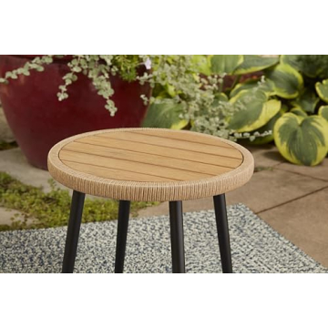 Quality Outdoor Living 65-YZ03HM Hermosa 3 Piece Chat Set, Aluminum Frame + Tan Wicker + Linen Cushions