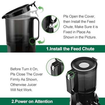 Cold Press Juicer Machines,Fretta Slow Masticating Juicer Machines with 4.25" Large Feed Chute,Fit Whole Fruits & Vegetables Easy Clean Self Feeding,High Juice Yield,BPA Free (Black)