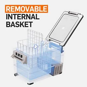 EUHOMY 12 Volt Refrigerator, 48QT(45L) Electric Cooler, 12V Fridge APP Control, 12V Cooler -4℉~68℉, Portable Freezer 12/24V DC 110-240V AC for Camping, Travel, Truck, Home