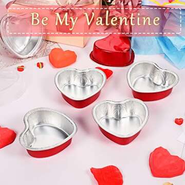 Heart Shaped Aluminum Foil Cupcake Cups with Lids
