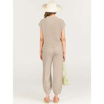 Chic ANRABESS Women's Two Piece Outfit in Khaki