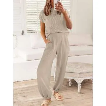 Chic ANRABESS Women's Two Piece Outfit in Khaki