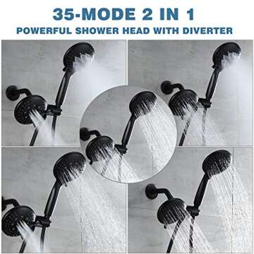 ESNBIA Shower Tub Kit, Tub and Shower Faucet Set（Valve Included) with 35-Mode 2 in 1 Handheld and Rain Shower Head System, Single-Handle Tub and Shower Trim Kit, Matte Black