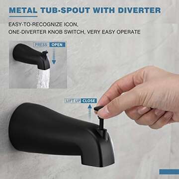 ESNBIA Shower Tub Kit, Tub and Shower Faucet Set（Valve Included) with 35-Mode 2 in 1 Handheld and Rain Shower Head System, Single-Handle Tub and Shower Trim Kit, Matte Black