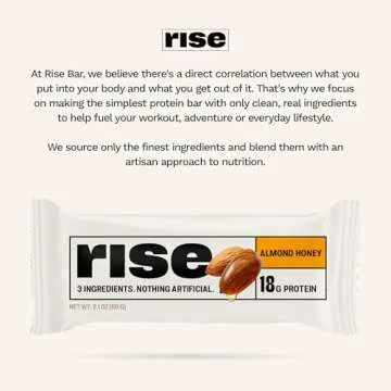 Rise Breakfast Whey Protein Bars Almond Honey, 18g Protein, 2.01 oz (12 Pack)