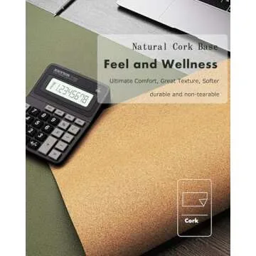 YSAGi Double-Sided Desk Pad, 31.5"x15.7"Leather Desk Mat, Eco Cork Desk Pad Protector,Large Mouse Pad,Waterproof Desk Blotter for Office/Home(Olive Green)