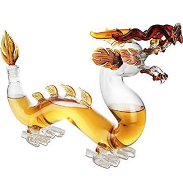Dragon Drinking Decanter - 2024 Year of The Dragon, GOT, I Drink and I Know Things - Whiskey and Wine Decanter Large 10x16" - 100% Lead-Free Borosilicate Glass - Handblown Glass, Movie Night ! (600ml)