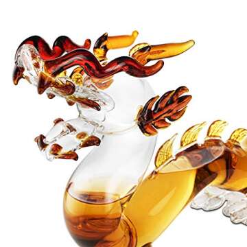 Dragon Drinking Decanter - 2024 Year of The Dragon, GOT, I Drink and I Know Things - Whiskey and Wine Decanter Large 10x16" - 100% Lead-Free Borosilicate Glass - Handblown Glass, Movie Night ! (600ml)