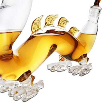 Dragon Drinking Decanter - 2024 Year of The Dragon, GOT, I Drink and I Know Things - Whiskey and Wine Decanter Large 10x16" - 100% Lead-Free Borosilicate Glass - Handblown Glass, Movie Night ! (600ml)